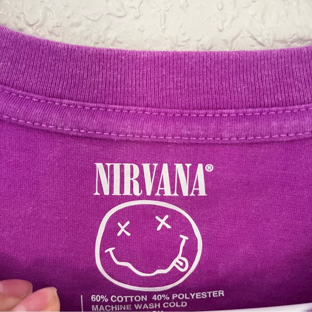 - NIRVANA Purple Tee with Colorful Smiley Design - Picture 3 of 7